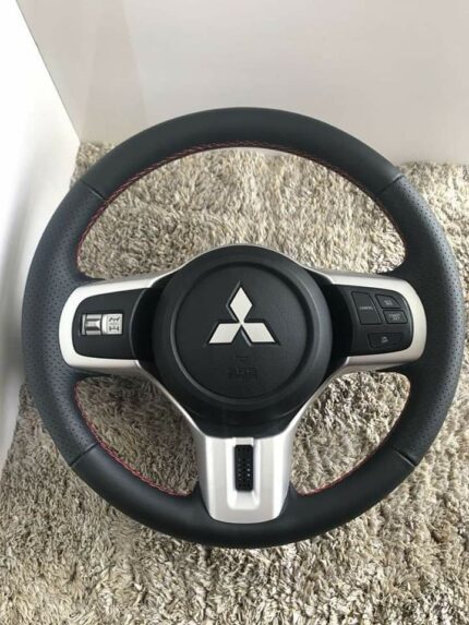 Lancer Evo X Steering Wheel with Nappa leather wrap in red stitch