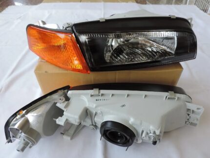 1996-1997 Mitsubishi Lancer EVO 4 Black Head Light Amber Corner Mirage Headlight